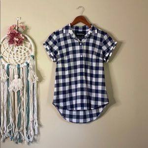 J.Crew Gingham Short Sleeves Popover Plaid Shirt